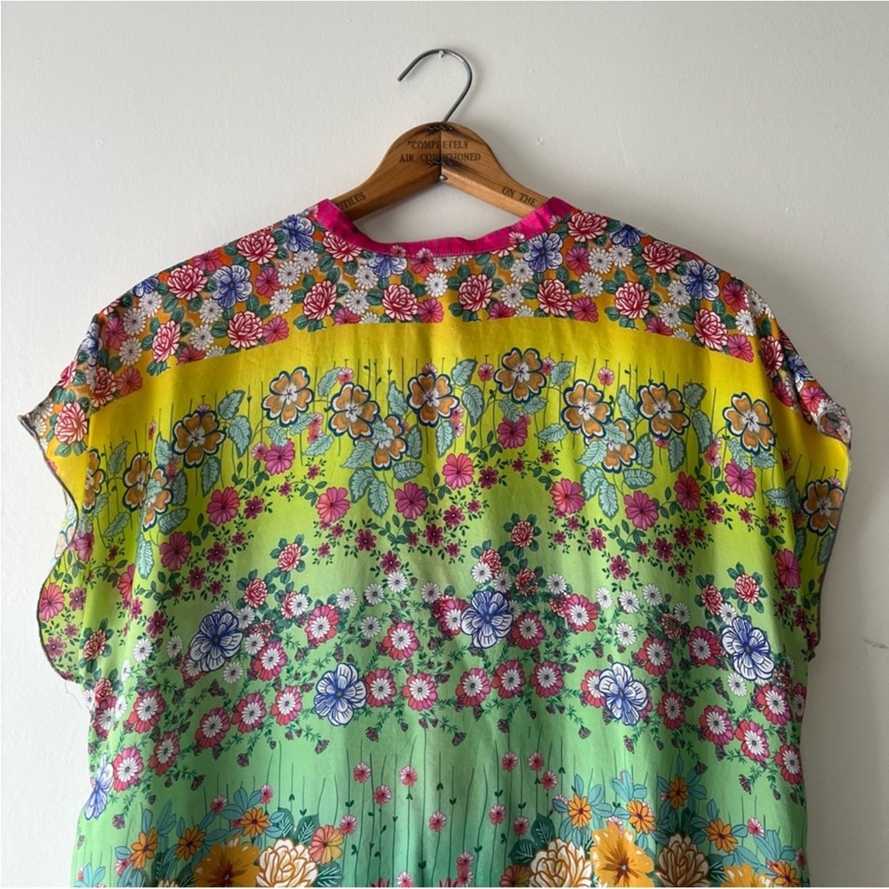 Johnny Was Silk Alba Rainbow Floral Dress - Picture 10 of 10